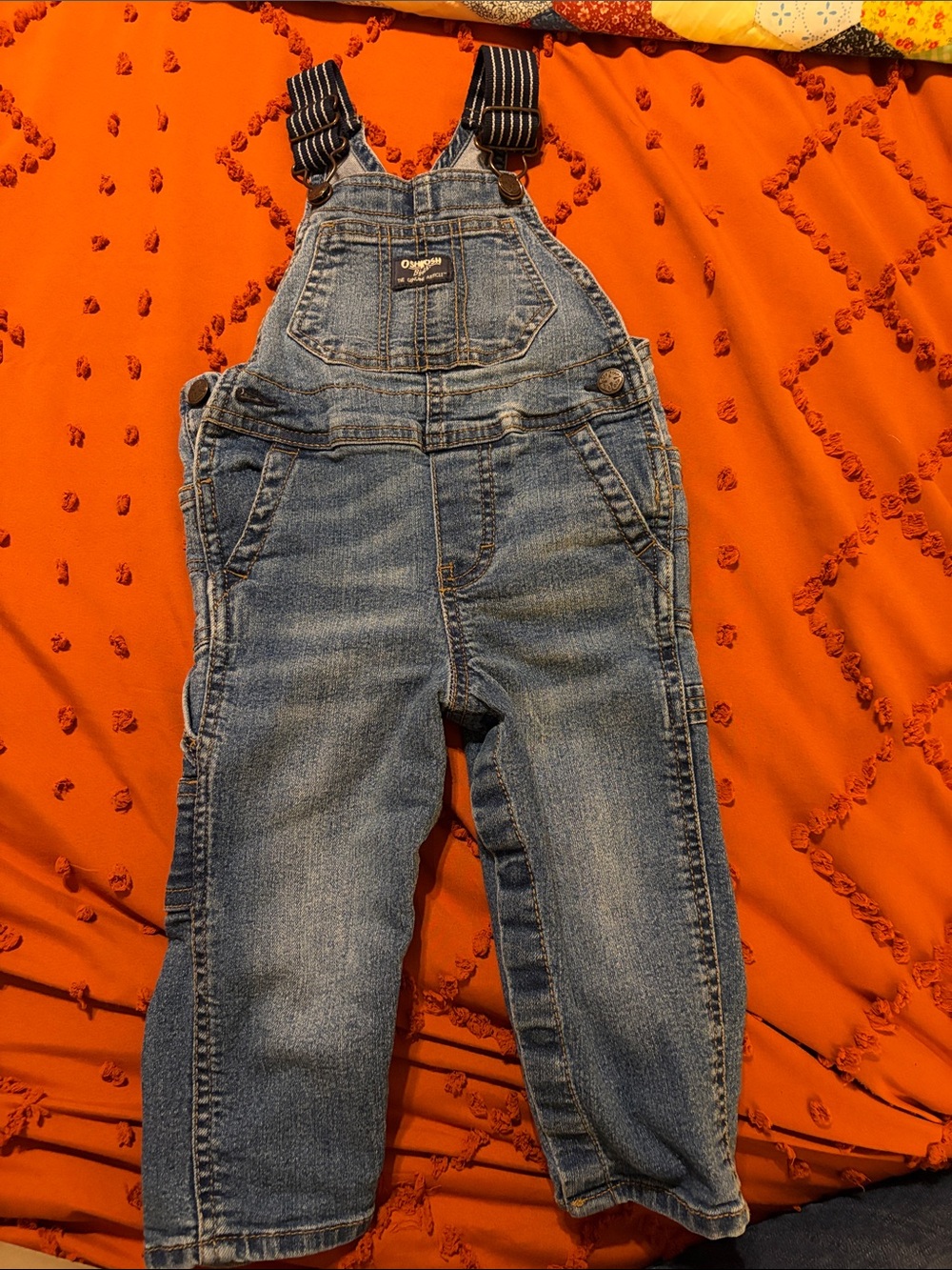 OshKosh B'gosh Striped-strap Denim Overalls in Blue